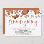 Vrienden geven dankbare bladeren uitnodiging (Voorkant / Achterkant)