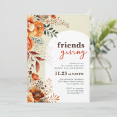 Vrienden geven diner florale witte boog kaart (Staand voorkant)