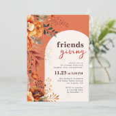 Vrienden geven diner florale witte boog kaart (Staand voorkant)