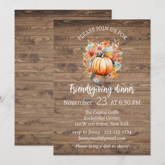 Vrienden geven Diner Rustiek Hout Modern Chic Kaart (Voorkant / Achterkant)