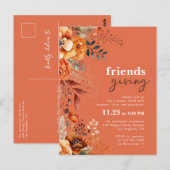Vrienden geven diner uitnodiging herfst bloemenfee (Voorkant / Achterkant)