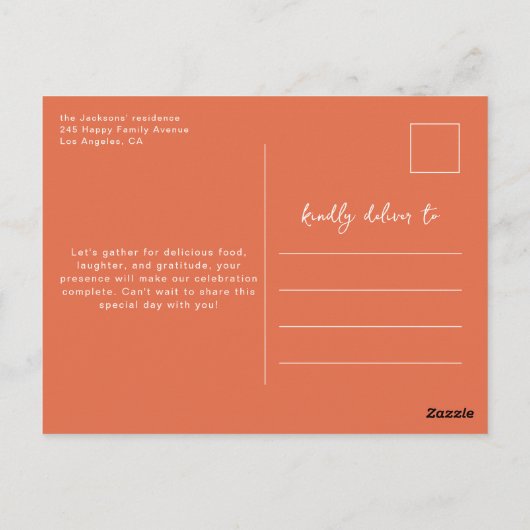 Vrienden geven diner uitnodiging herfst bloemenfee (Achterkant)