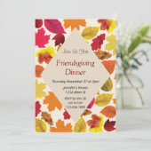 Vrienden geven Dinner Party Fall Colors Bladeren Kaart (Staand voorkant)