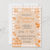 Vrienden geven Pompoen Hand getrokken Dinner Party Kaart (Voorkant)