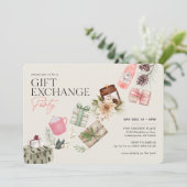 Vrienden Gift Exchange Roze Vakantie Party Kaart (Staand voorkant)