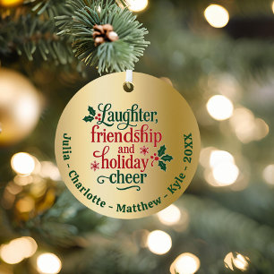 Vrienden goud rood groen typografie Kerst Metalen Ornament