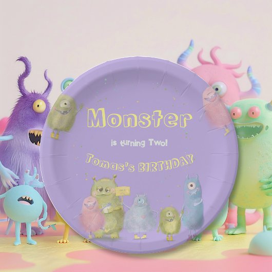Vrienden Grappige Monsters verjaardag Papieren Bordje