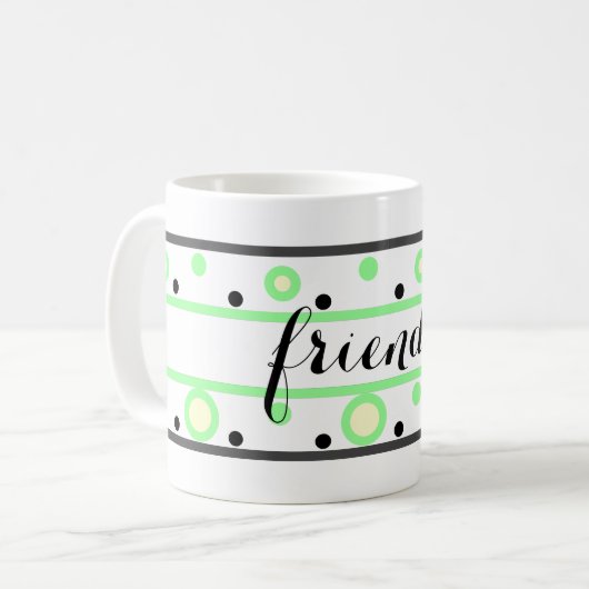 Vrienden Green Cream Polka Dots Koffiemok (Voorkant links)