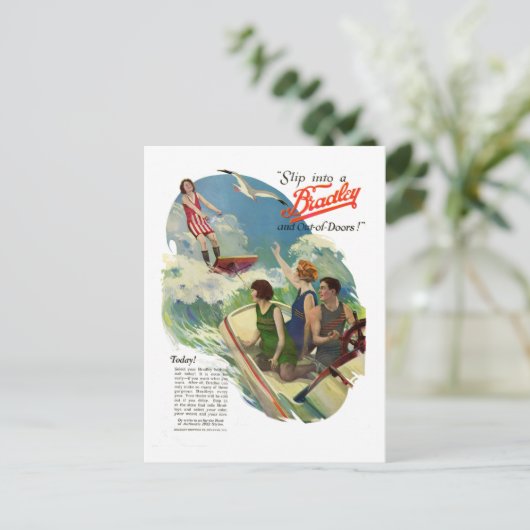  vrienden in badpakken briefkaart (Staand voorkant)