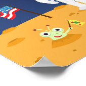 Vrienden in de ruimte, schattige kinder cartoon wa poster (Hoek)