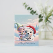 Vrienden in een fantasiewereld. feestdagenkaart (Staand voorkant)