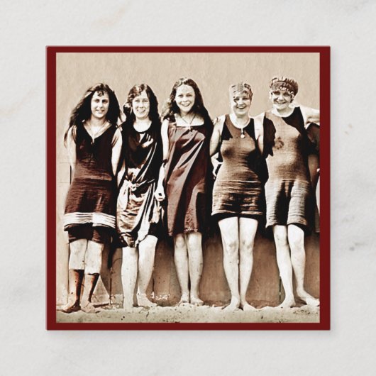 Vrienden in zwemkostuums aanbevelingskaartje (Voorkant)