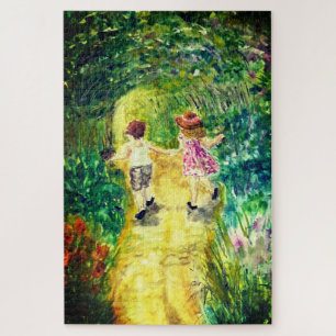 Vrienden Jigzaag Puzzle Gift Girl en Boy Painting Legpuzzel