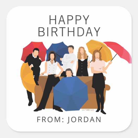 VRIENDEN™ Karakter Silhouet | Label verjaardagscad (Voorkant)