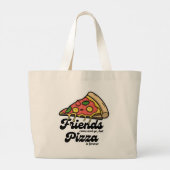 Vrienden komen en gaan, maar pizza is voor altijd  grote tote bag (Achterkant)