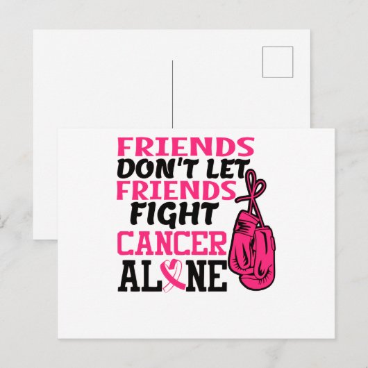 Vrienden laten vrienden alleen borstkanker bestrij aankondigingskaart (Voorkant / Achterkant)
