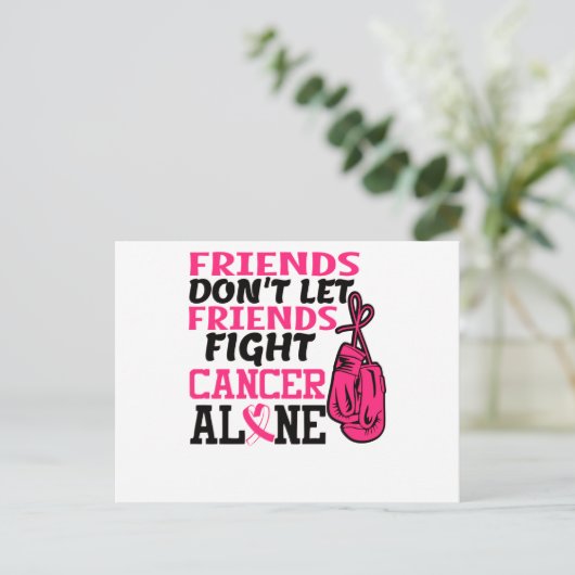 Vrienden laten vrienden alleen borstkanker bestrij aankondigingskaart (Staand voorkant)