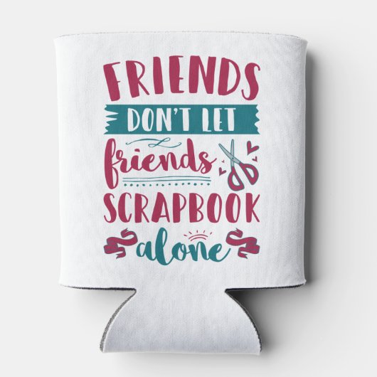 Vrienden laten vrienden niet alleen scrapbook blikjeskoeler (Achterkant)