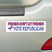 Vrienden laten vrienden niet Republikeins stemmen Bumpersticker (Op auto)