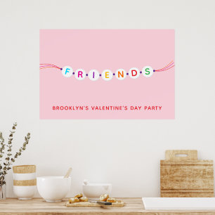 Vrienden leuk vriendschapsarmband roze Valentijnsd Poster