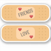Vrienden Liefde bandaids Custom-Cut Vinyl Sticker (Voorkant)