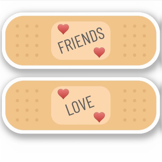 Vrienden Liefde bandaids Custom-Cut Vinyl Sticker (Voorkant)