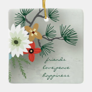 Vrienden,Liefde,Vrede,Geluk Vriendschaps Vakantie Keramisch Ornament