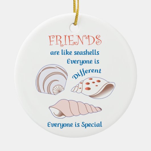 Vrienden lijken op zeeschelpen keramisch ornament (Voorkant)