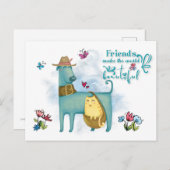 Vrienden Maak De Wereld Mooie Hond Kat Wit Briefkaart (Voorkant / Achterkant)