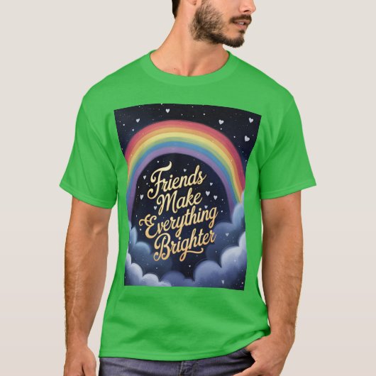 Vrienden maken alles helderder Rainbow Starry Fun T-shirt (Voorkant)