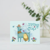 Vrienden maken de wereld mooie Schattigee hondenka Briefkaart (Staand voorkant)