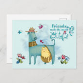 Vrienden maken de wereld mooie Schattigee hondenka Briefkaart (Voorkant / Achterkant)