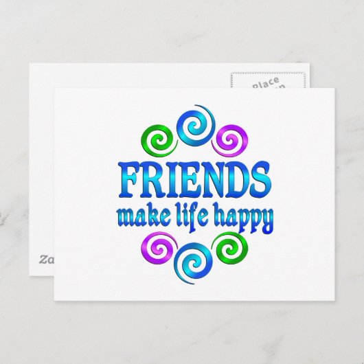 Vrienden maken het leven gelukkig briefkaart (Voorkant / Achterkant)