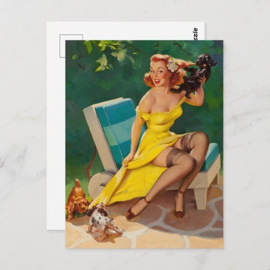 Vrienden maken met Puppy PinUp Briefkaart (Voorkant / Achterkant)