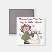 Vrienden maken Snowman T-shirts en cadeaus Magneet (Voorkant / Achterkant)