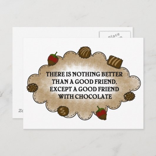Vrienden met chocolade briefkaart (Voorkant / Achterkant)