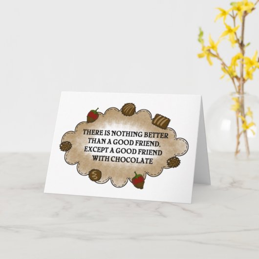 Vrienden met chocolade kaart (Gele Bloem)