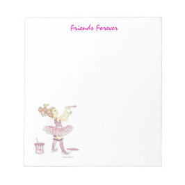 Vrienden met roze schrijfbonnen notitieblok