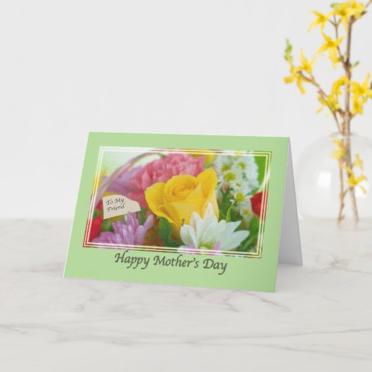 Vrienden Moederdag Kaart met bloemen (Gele Bloem)