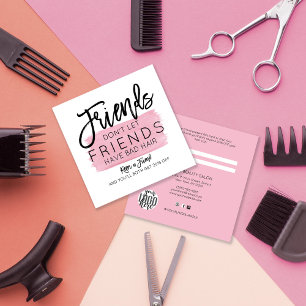 Vrienden mogen geen slechte haarsalon hebben aanbevelingskaartje