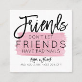 Vrienden mogen geen slechte nagels salon hebben aanbevelingskaartje (Voorkant)