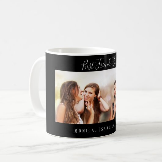 Vrienden noemen altijd zwarte foto koffiemok (Voorkant links)