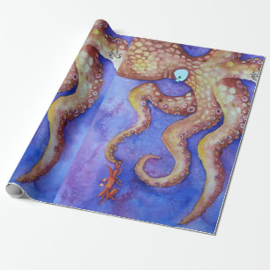 "Vrienden" Octopus & krab, vis met hoogte Cadeaupapier