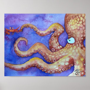 "Vrienden" Octopus & krab, vis met hoogte Poster