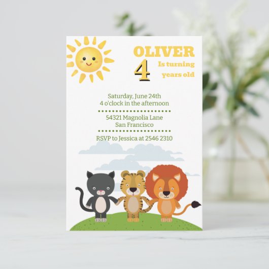 Vrienden Oerwoud Dieren Verjaardag Kaart (Staand voorkant)