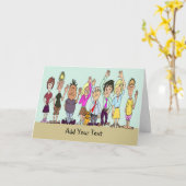 Vrienden of collega's zwaaien afscheid kaart (Gele Bloem)