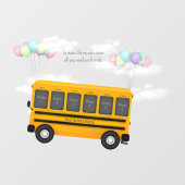 Vrienden op vliegschool bus met ballonnen 6 Foto Raamsticker (Vel)