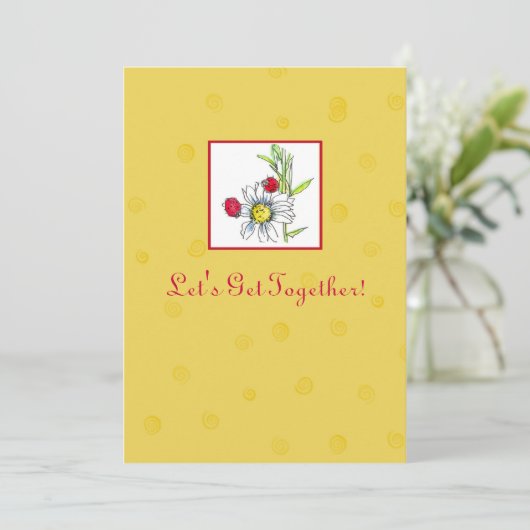 Vrienden Party Uitnodiging Rode lieveheersbeestje  (Staand voorkant)