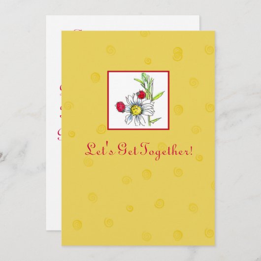 Vrienden Party Uitnodiging Rode lieveheersbeestje  (Voorkant / Achterkant)