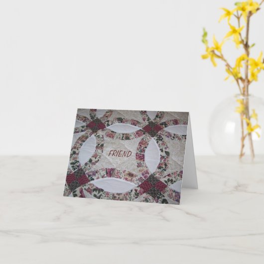 Vrienden/quilts Kaart (Gele Bloem)